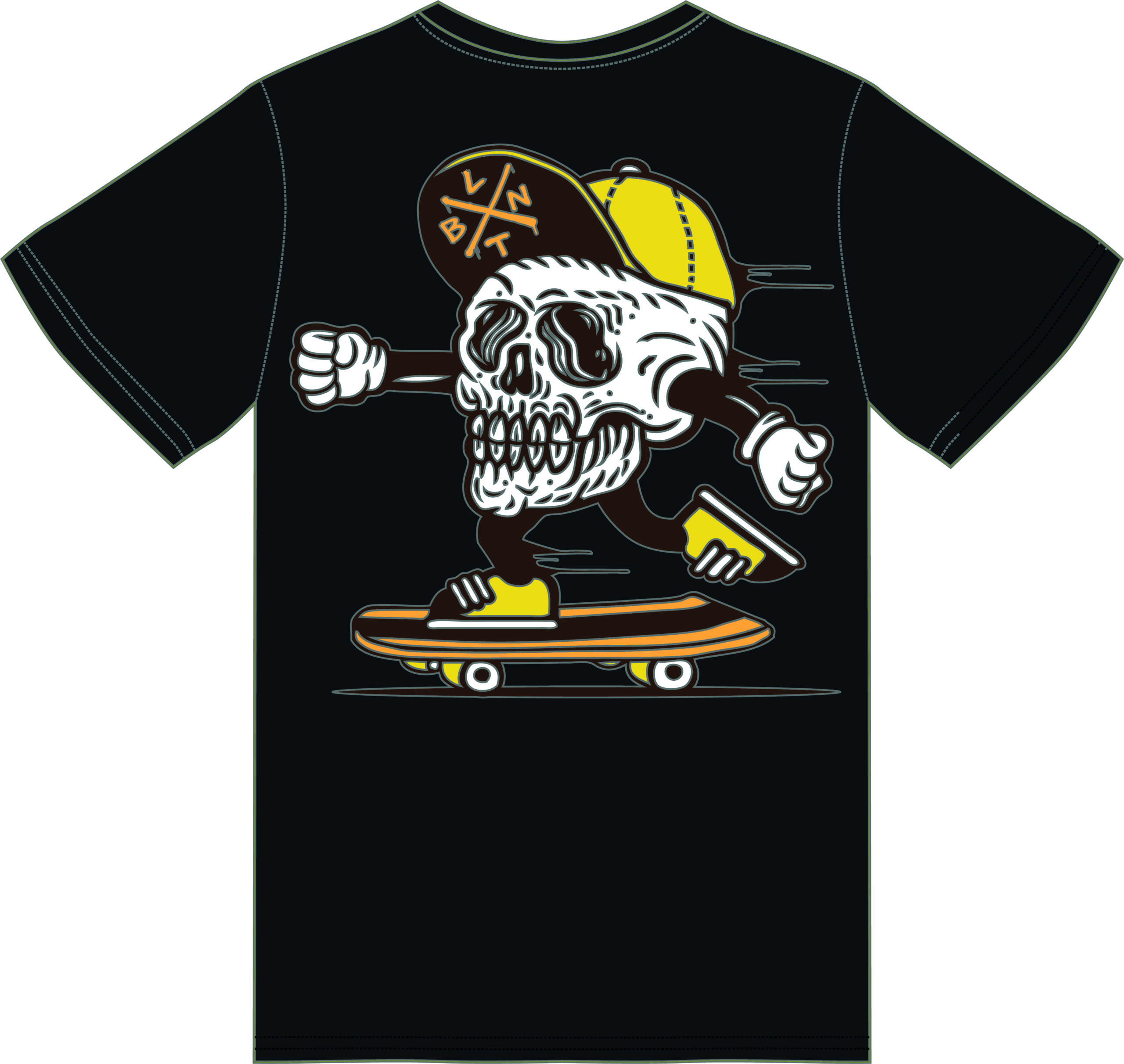 BLNT - T-Shirt Skate Skull - Black - Retro