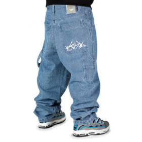 Blueskin Jeans Baggy Ricamo Bianco Retro